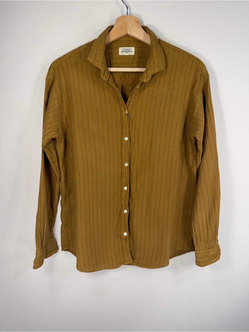 Hartford Button-Down Long Sleeve Shirt - Brown Mustard